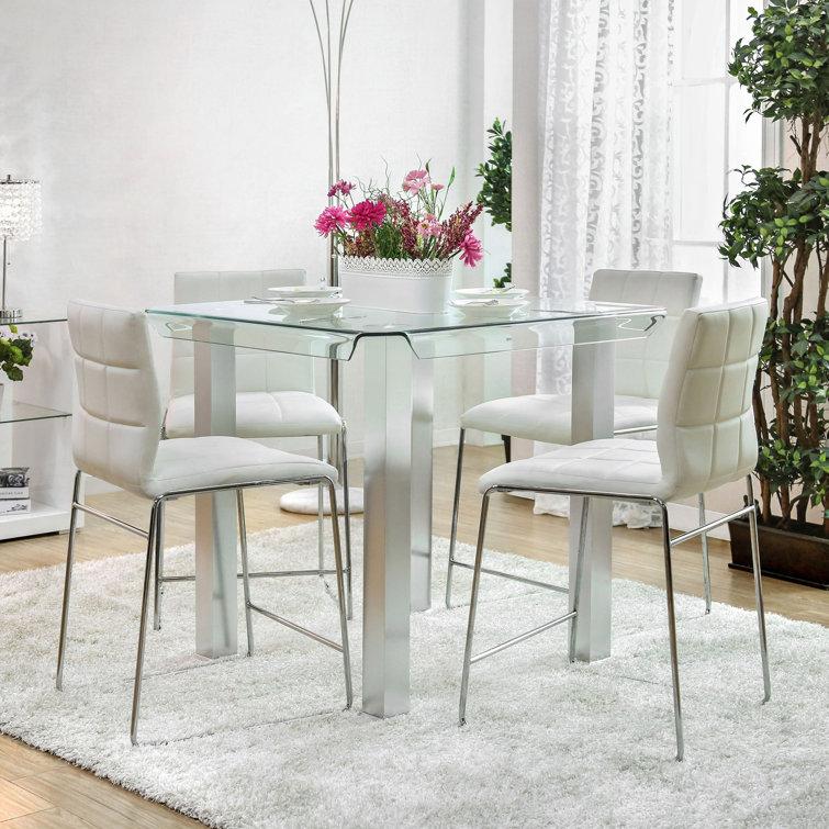 Counter height glass dining table deals set